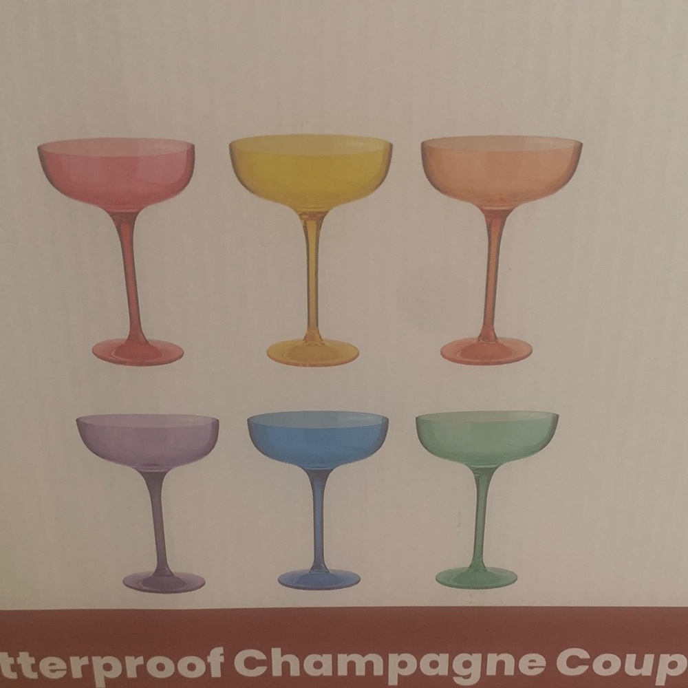 Colorful Champagne Coupe plastic set- shatterproof